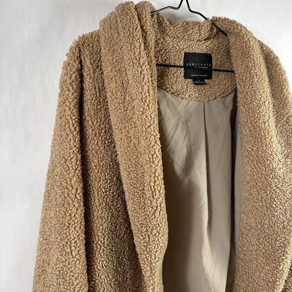 Sanctuary Snap Teddy Coat Tan Faux Fur Jacket/Coat Size Medium - Picture 2 of 8